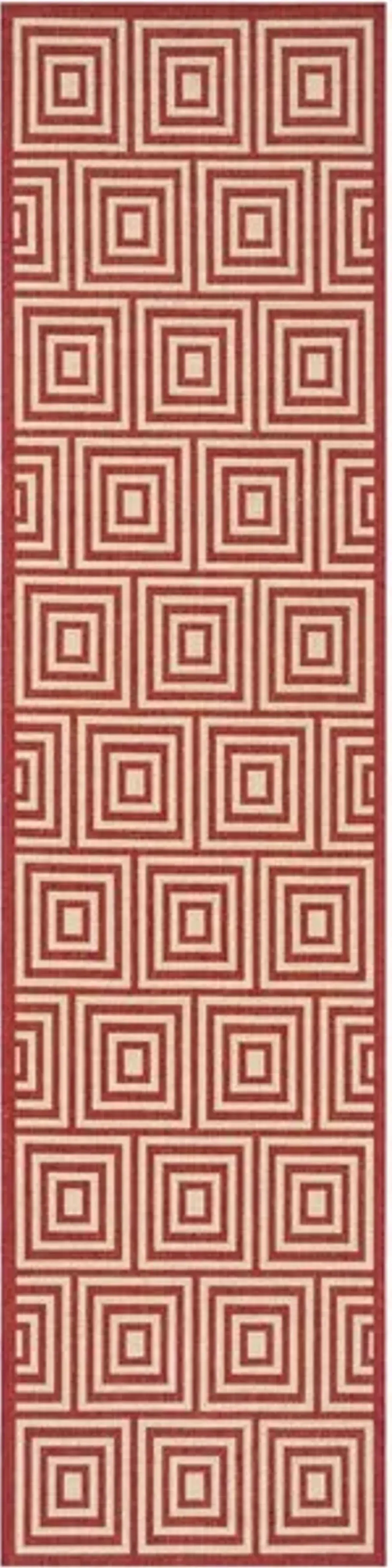 LINDEN 173 Collection LND173Q-28 Red / Creme 2'-2" X 8'