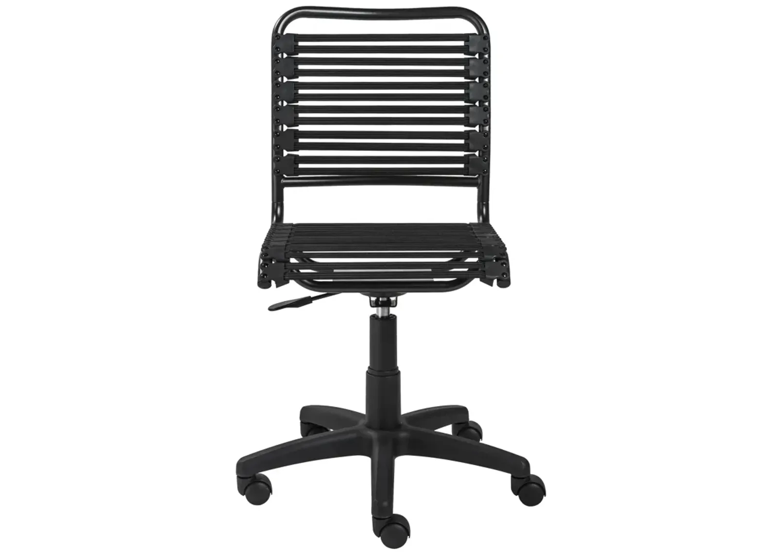 Allison Bungie Flat Low Back Office Chair in Black with Graphite Black Frame and Black Base