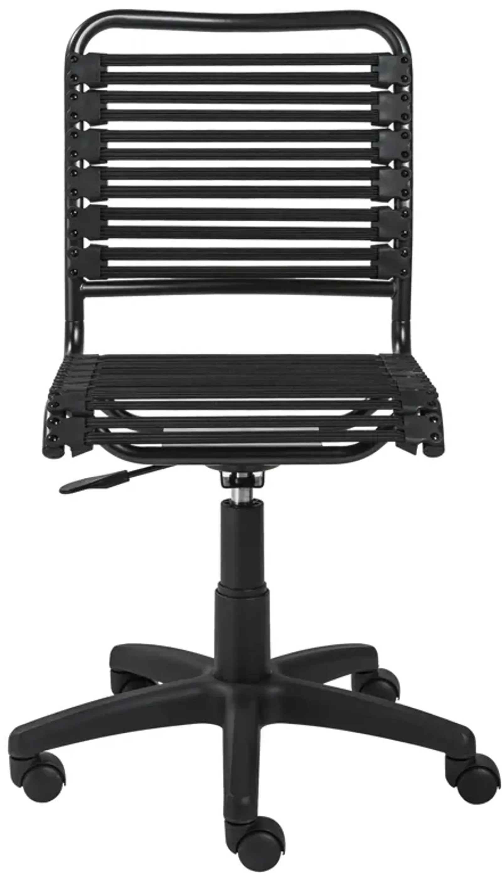 Allison Bungie Flat Low Back Office Chair in Black with Graphite Black Frame and Black Base