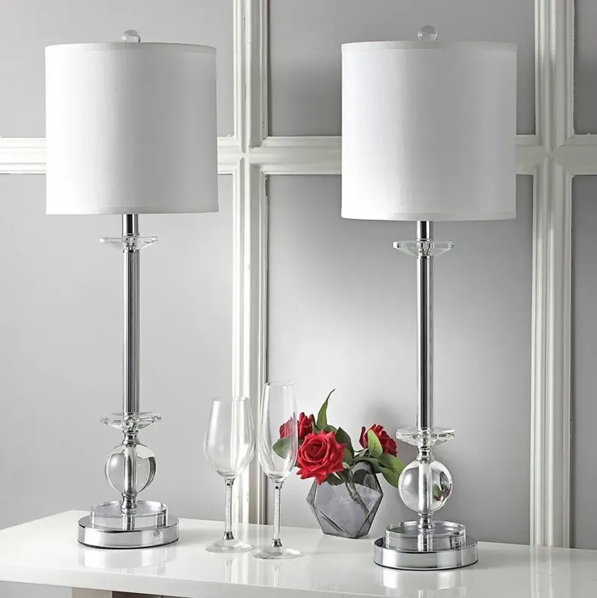 Marla 31-Inch H Crystal Candlestick Lamp - Set of 2