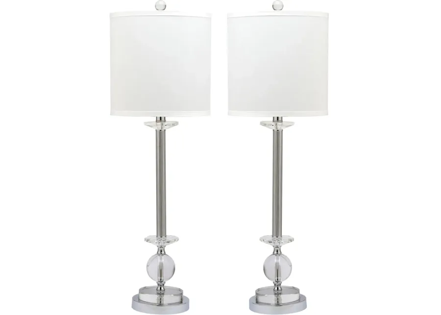 Marla 31-Inch H Crystal Candlestick Lamp - Set of 2