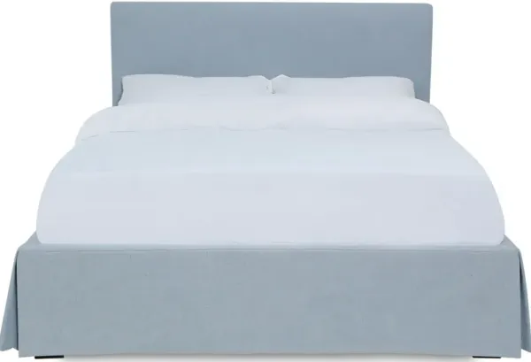 Shelby California King-Size Upholstered Skirted Panel Bed In Sky