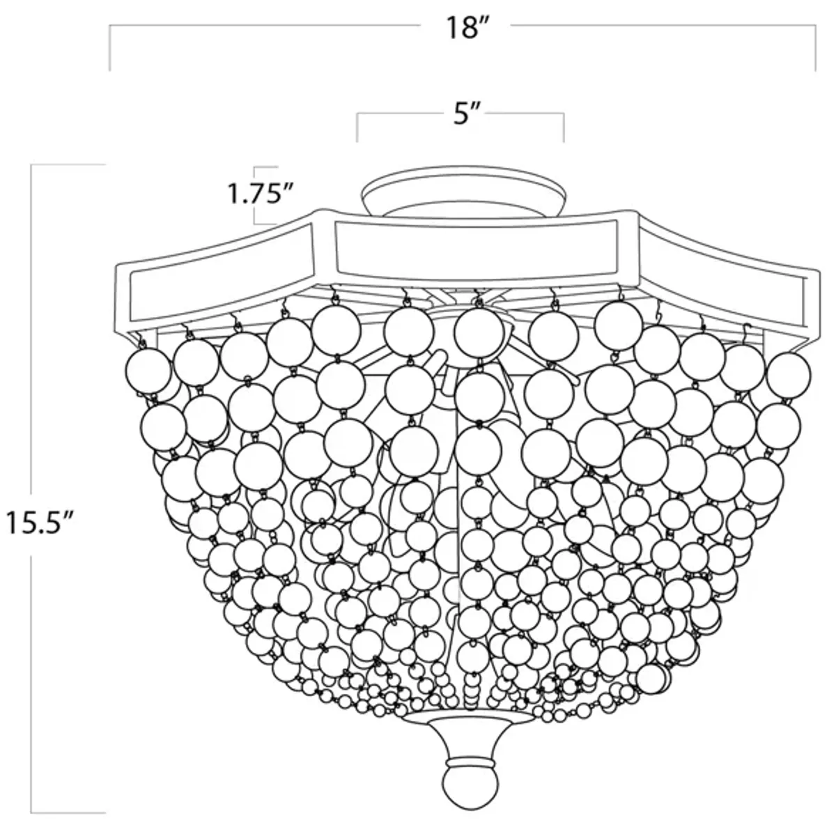 Frosted Crystal Bead Semi Flush Mount