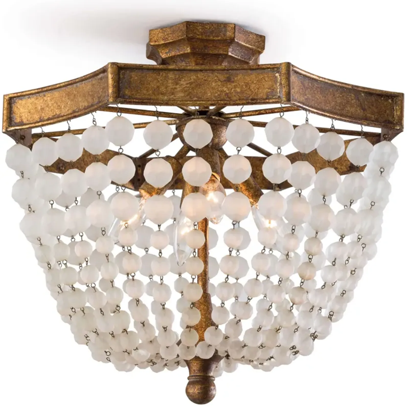 Frosted Crystal Bead Semi Flush Mount