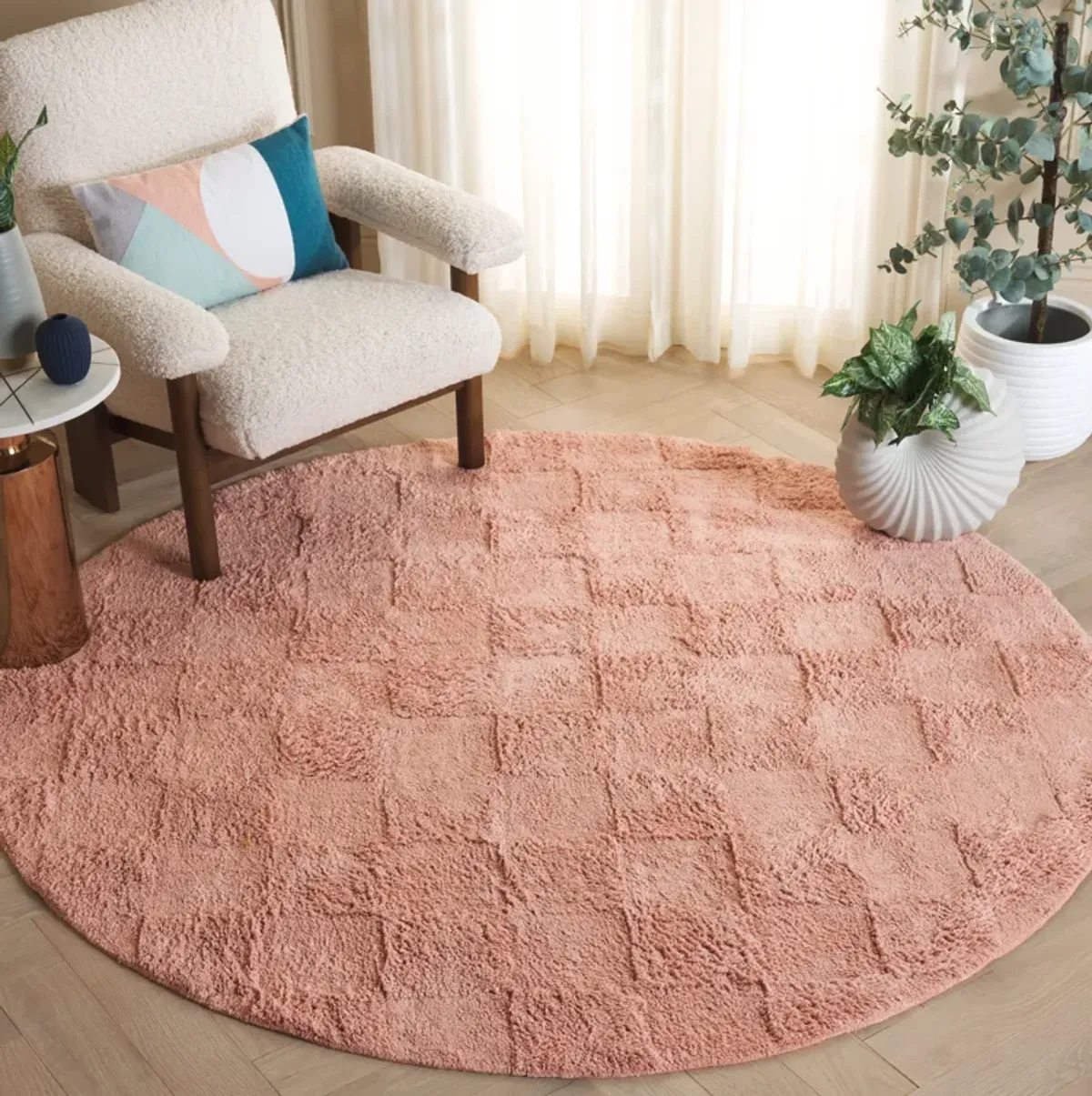 EASY CARE Hand Tufted 6' x 6' Round area rug