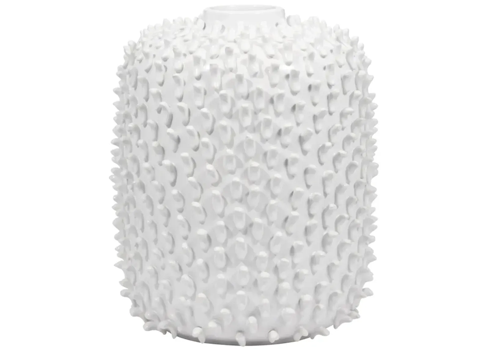 Stoneware, 13" Hand Made Dot Vase, White