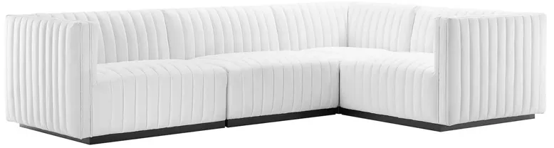 Conjure Channel Tufted Upholstered Fabric 4-Piece L-Shaped Sectional