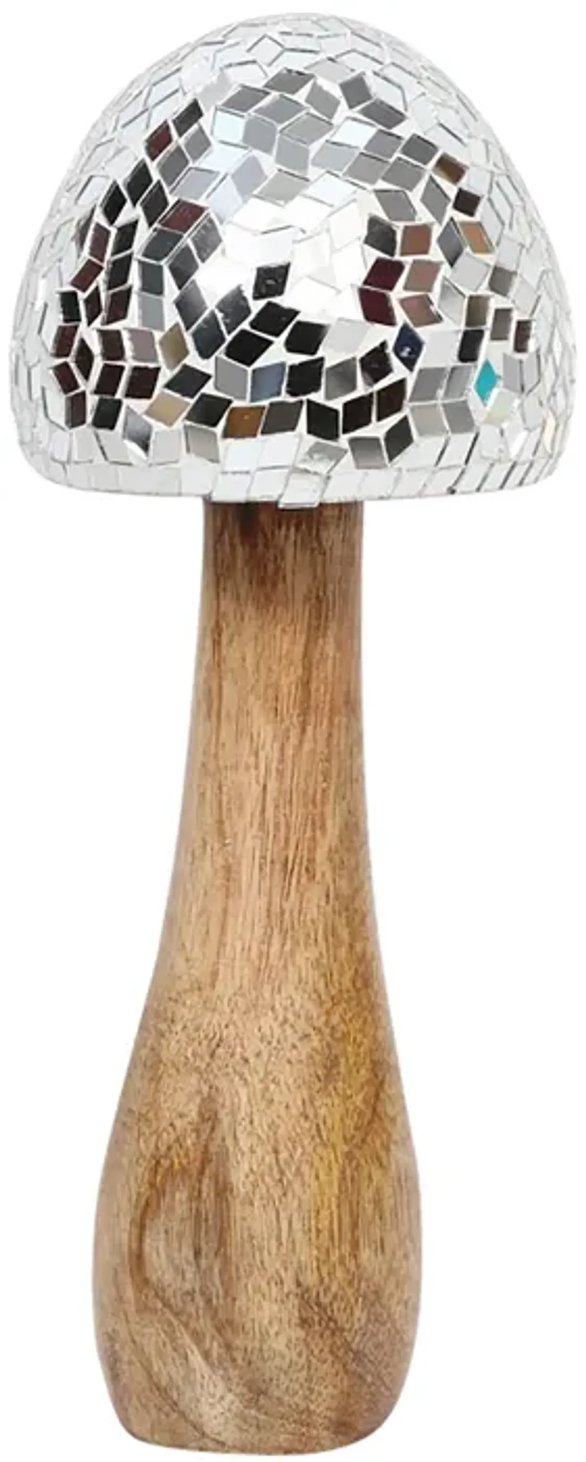 Wood, 10" Mosaic Mushroom, Silver