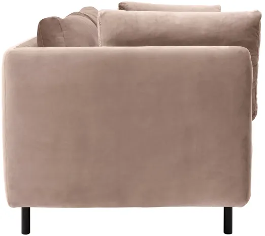 Serenity 79" Mauve Velvet Sofa with Black Metal Legs