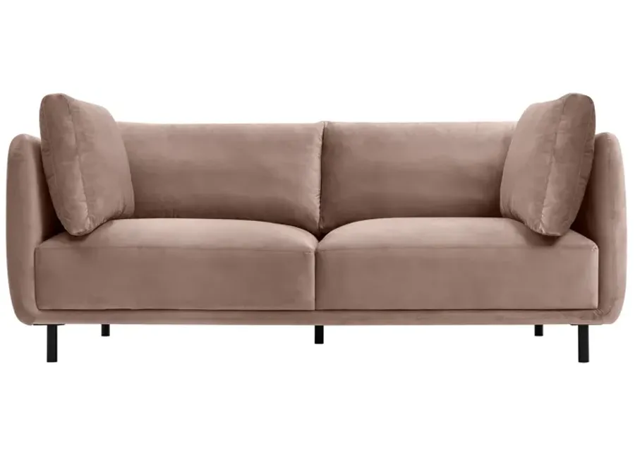 Serenity 79" Mauve Velvet Sofa with Black Metal Legs