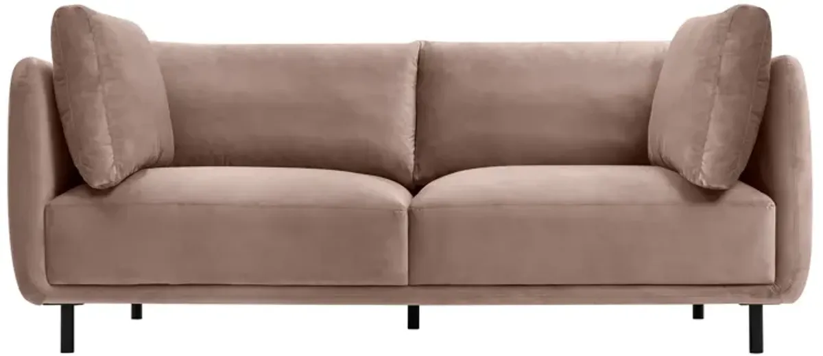 Serenity 79" Mauve Velvet Sofa with Black Metal Legs