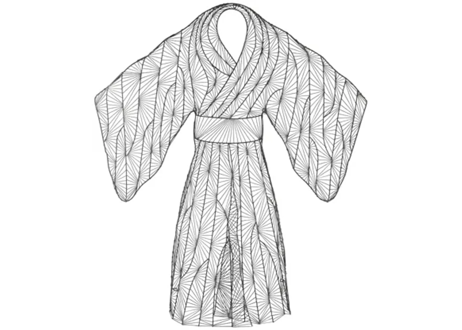 Kimono Woman Wall Art, Metal, Silver/Black