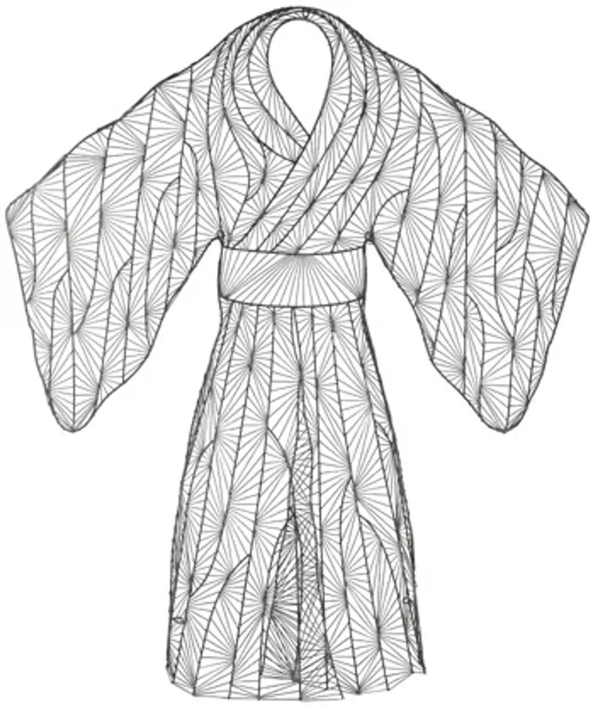 Kimono Woman Wall Art, Metal, Silver/Black