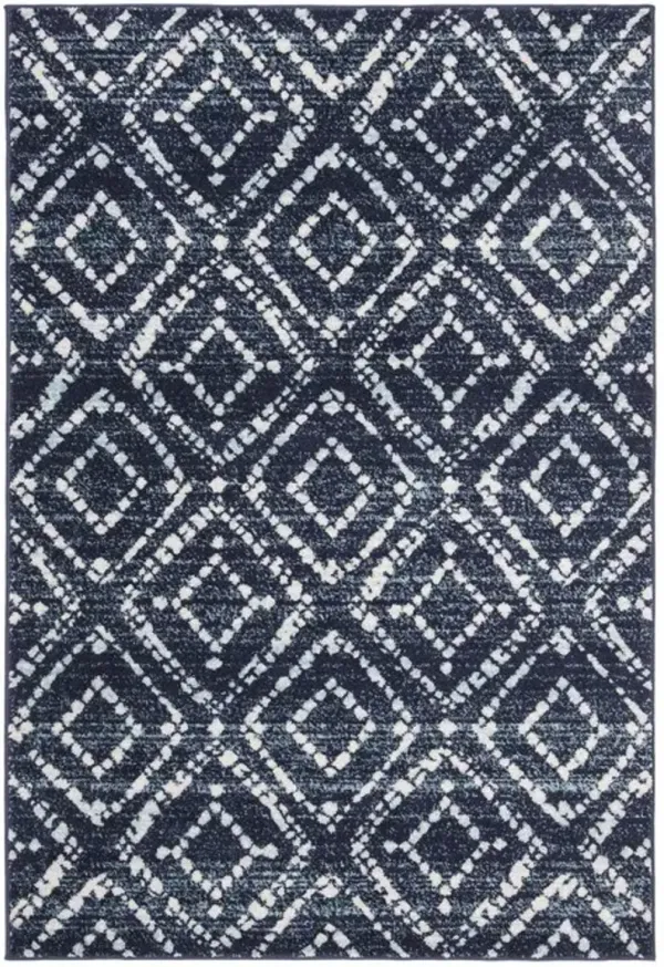 Adirondack Contemporary Navy / Ivory 9' X 12' Powerloomed Rug