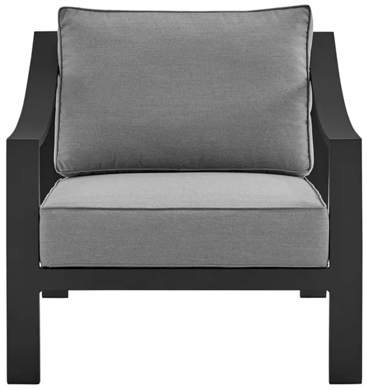 Mongo 4 Piece Outdoor Patio Furniture Set in Black Aluminum with Gray Cushions