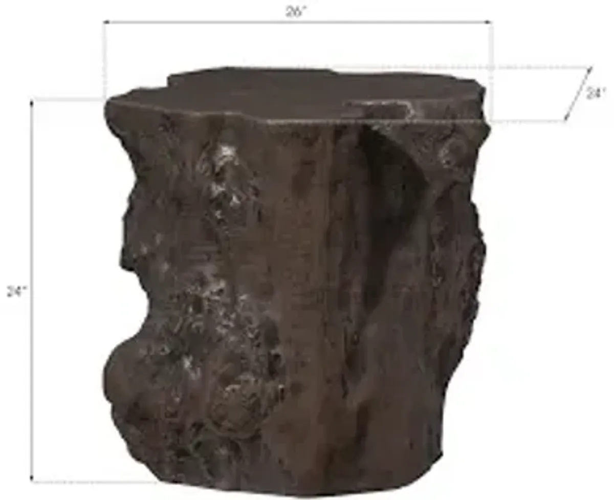 log side table, bronze