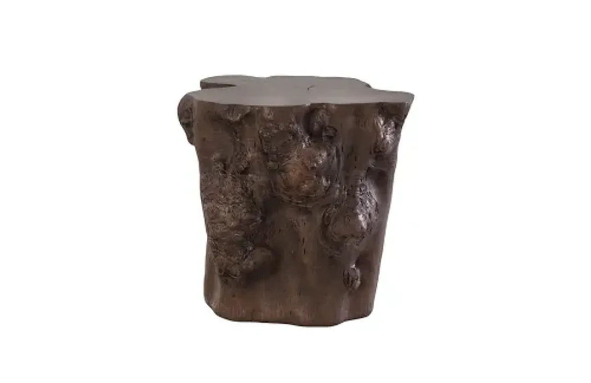 log side table, bronze