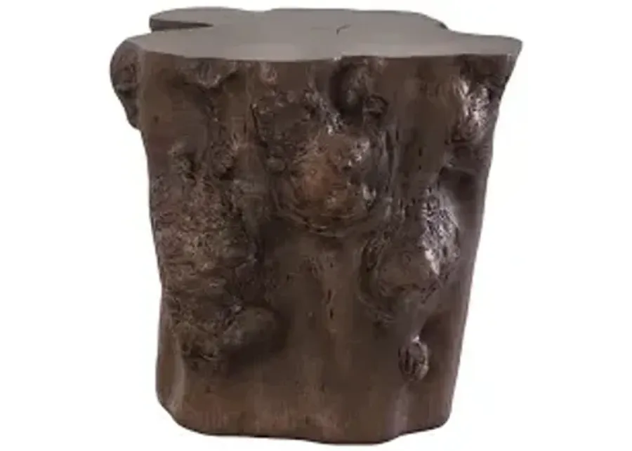 log side table, bronze