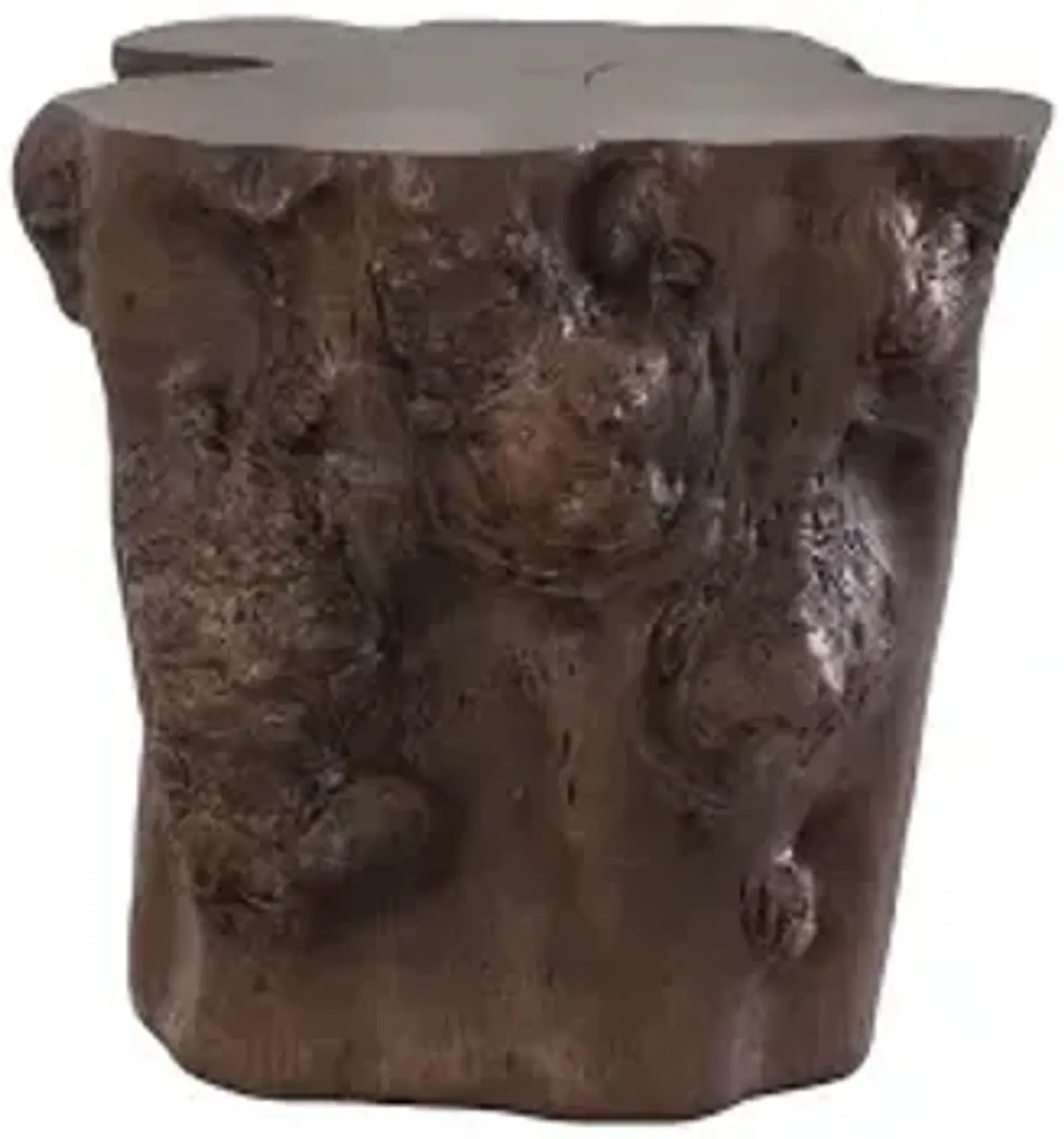 log side table, bronze