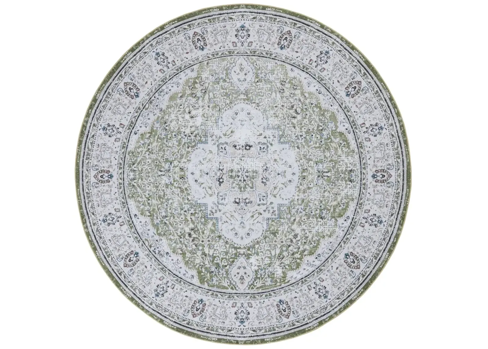 TUCSON 136 M/W S/R GREEN  4' x 4' Round Round Rug