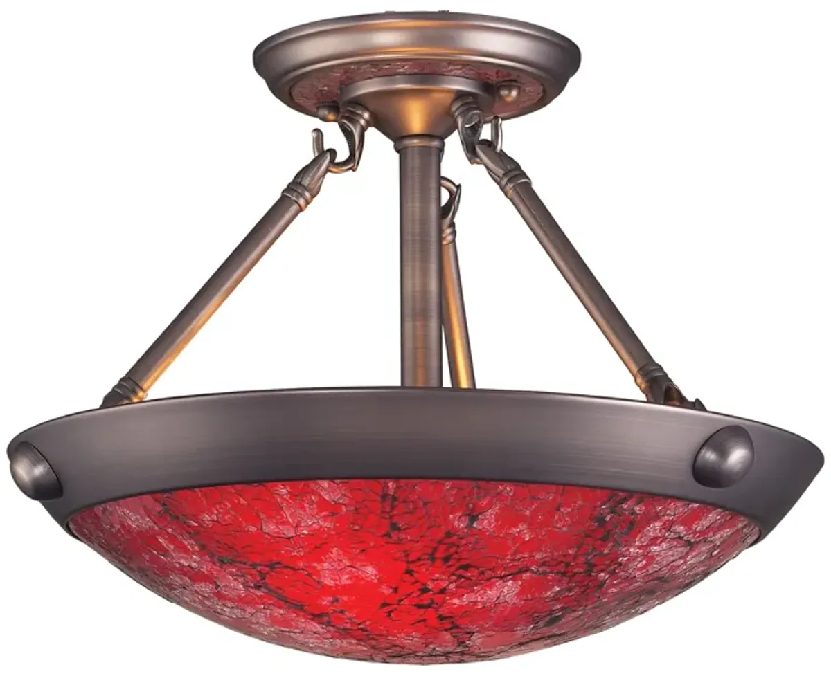 DIAMANTE COLLECTION 2-LIGHT SEMI-FLUSH MOUNT in AN ANTIQUE PEWTER FINISH with RO