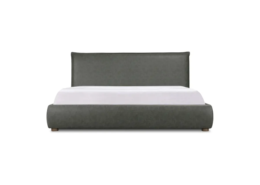 LUZON KING BED SLATE VEGAN LEATHER