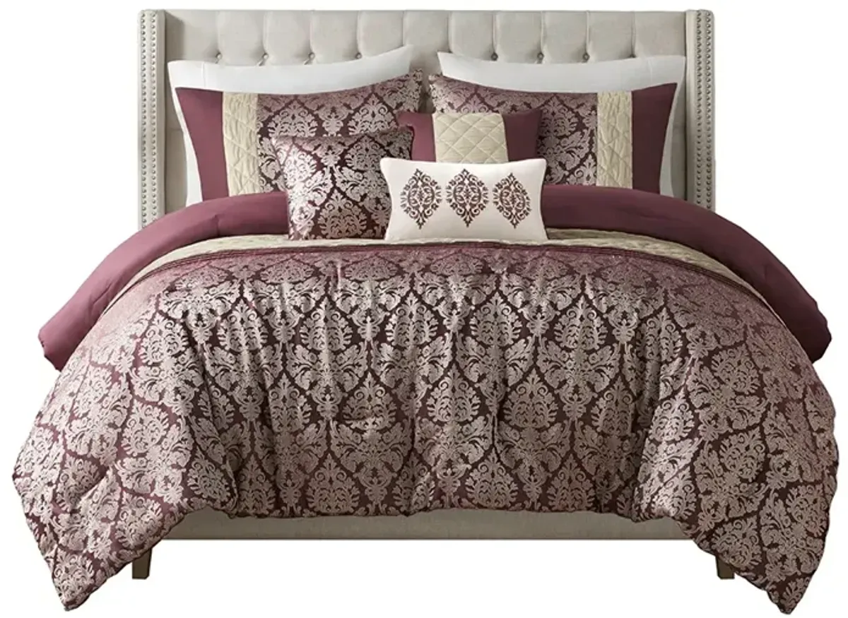 6 Piece Jacquard Comforter Set with Throw Pillows