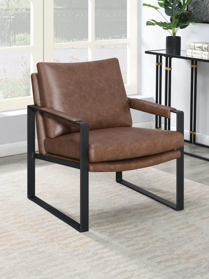 Burton Upholstered Accent Chair with Removable Cushion Umber Brown And Gunmetal