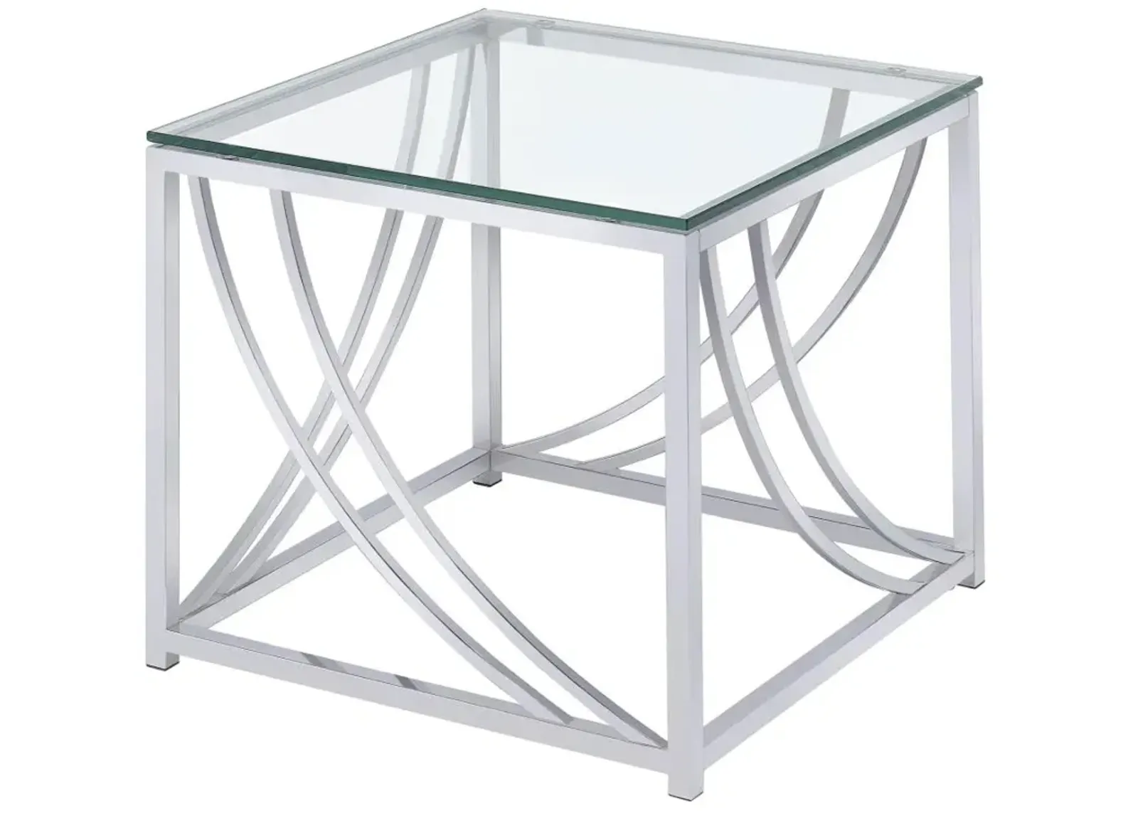 Lille Glass Top Square End Table Accents Chrome