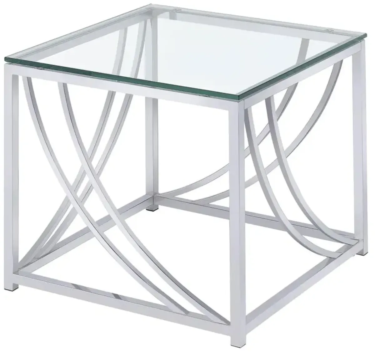 Lille Glass Top Square End Table Accents Chrome