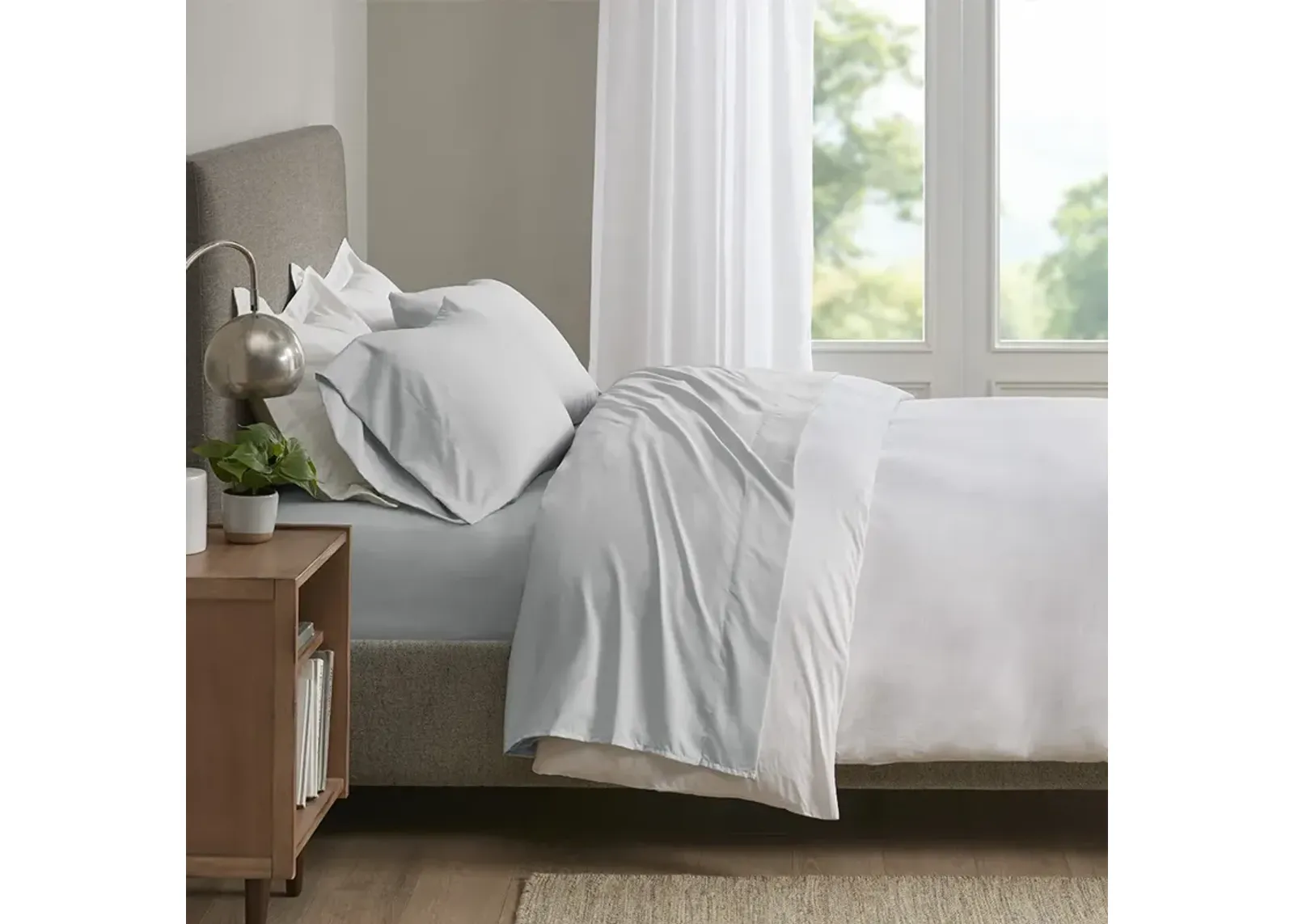 Sleep Philosophy Smart Cool Microfiber Light Grey Sheet Set