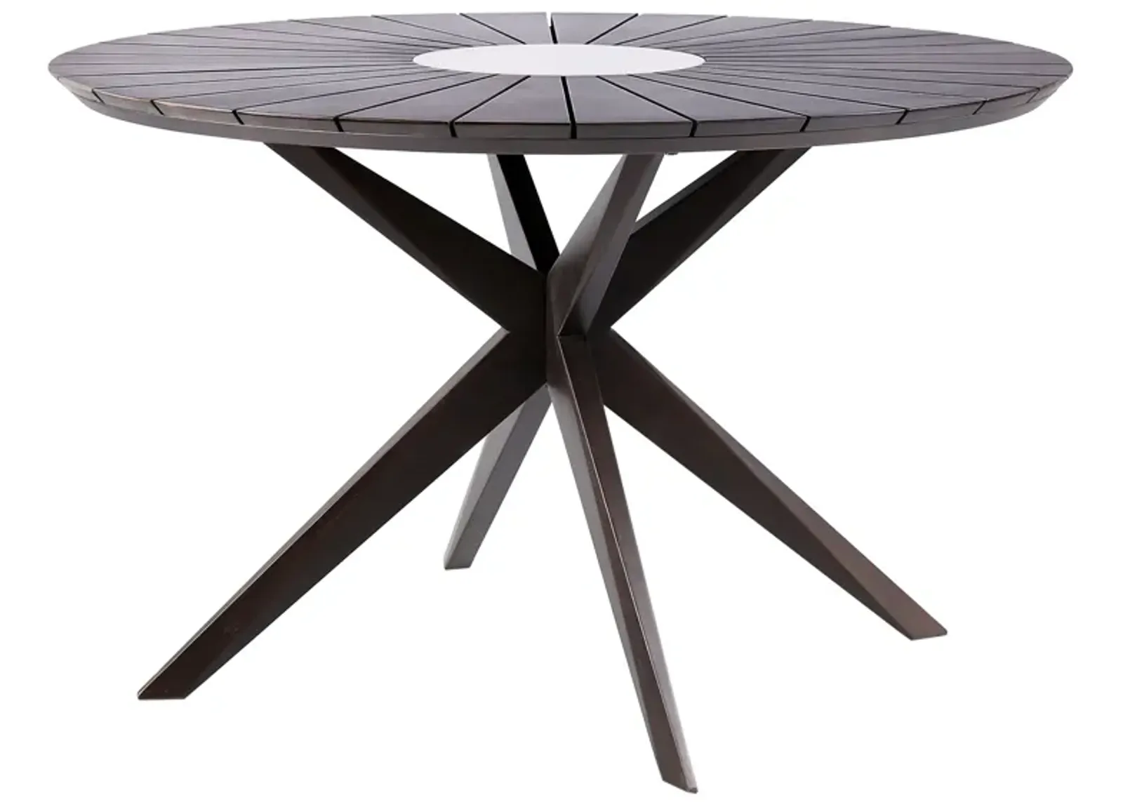 Sachi Outdoor Dark Eucalyptus Wood and Concrete Round Dining Table