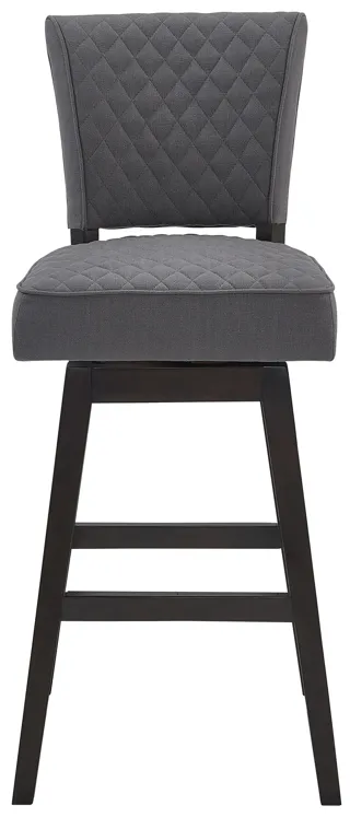 Gia 26" Counter Height Swivel Grey Fabric and Espresso Wood Bar Stool