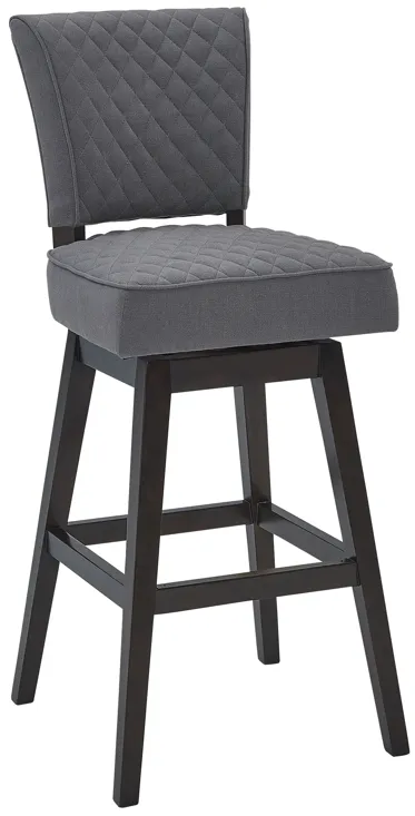 Gia 26" Counter Height Swivel Grey Fabric and Espresso Wood Bar Stool