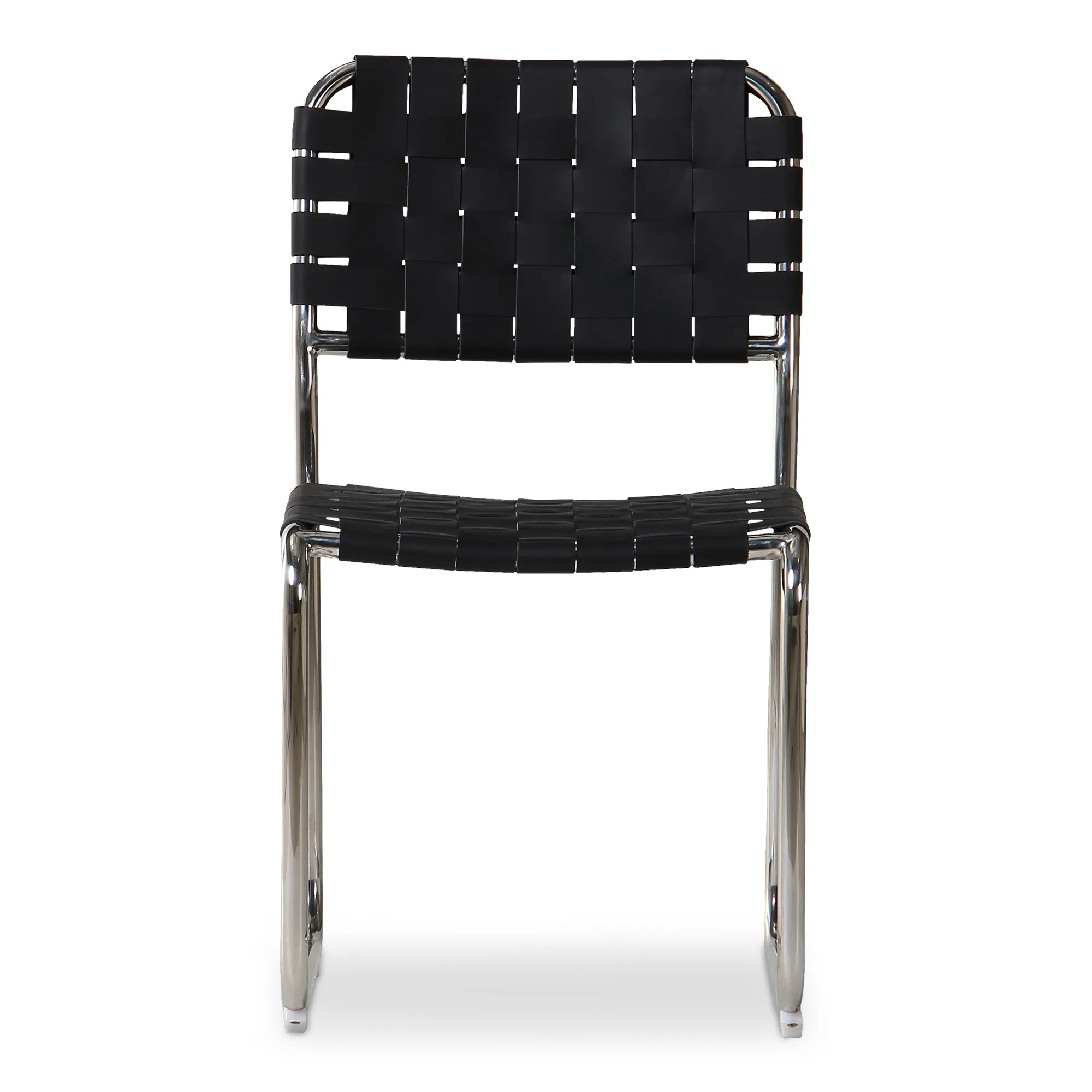 Moma Stainless Steel Dining Chair Black Leather - Set Of Two