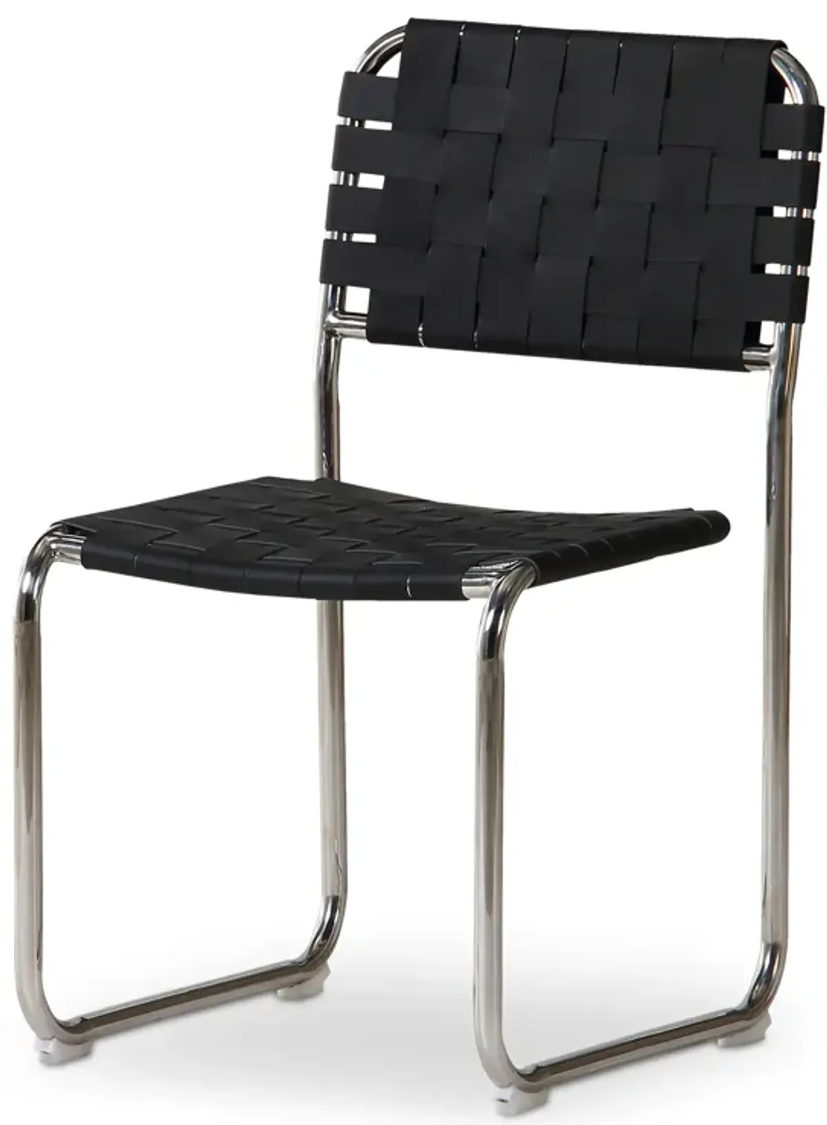 Moma Stainless Steel Dining Chair Black Leather - Set Of Two