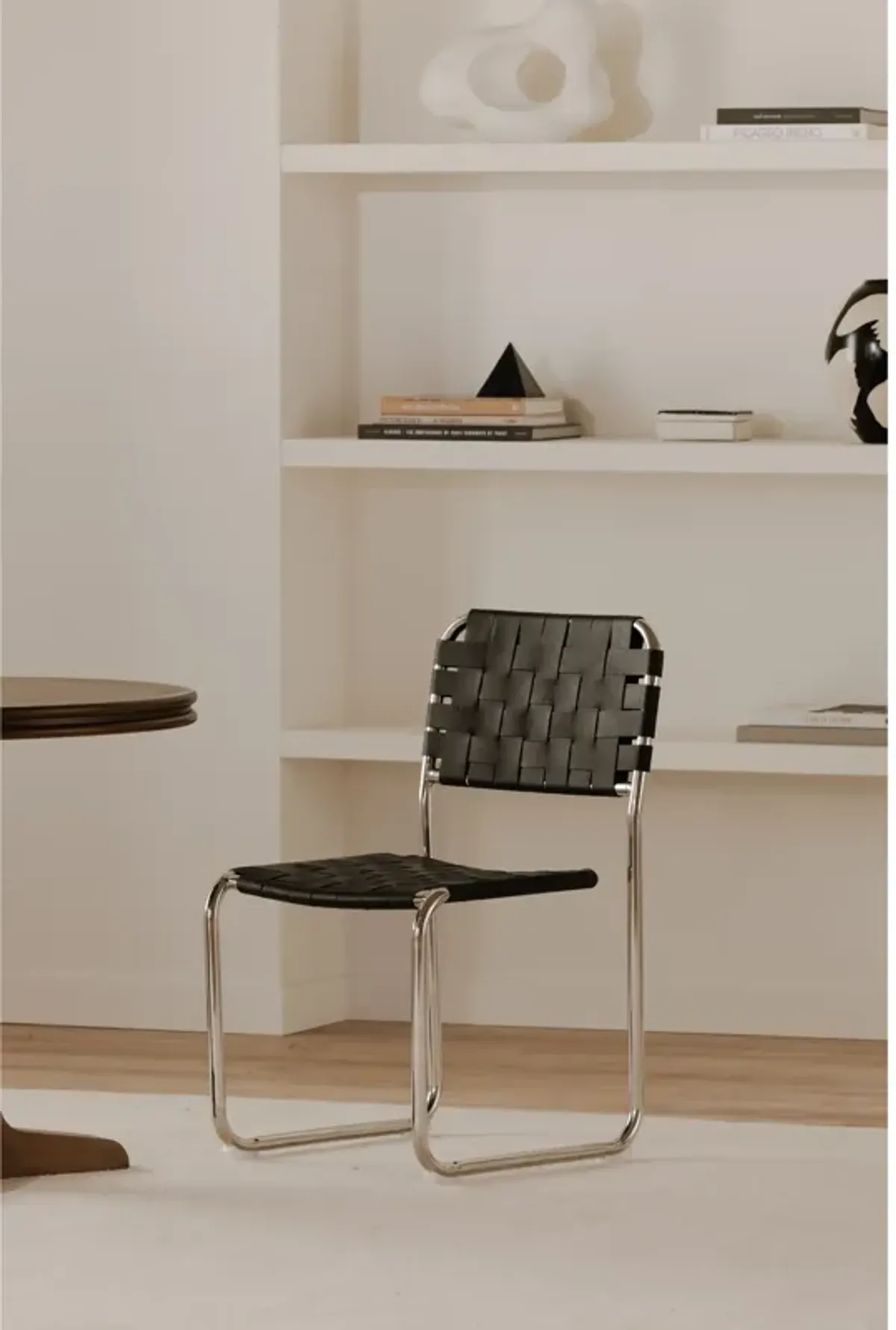 Moma Stainless Steel Dining Chair Black Leather - Set Of Two