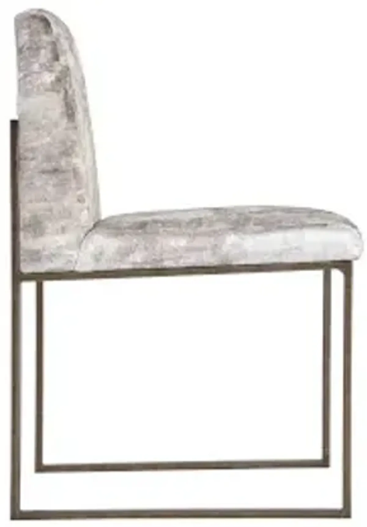 frozen dining chair, beige mist fabric, antique brass metal frame