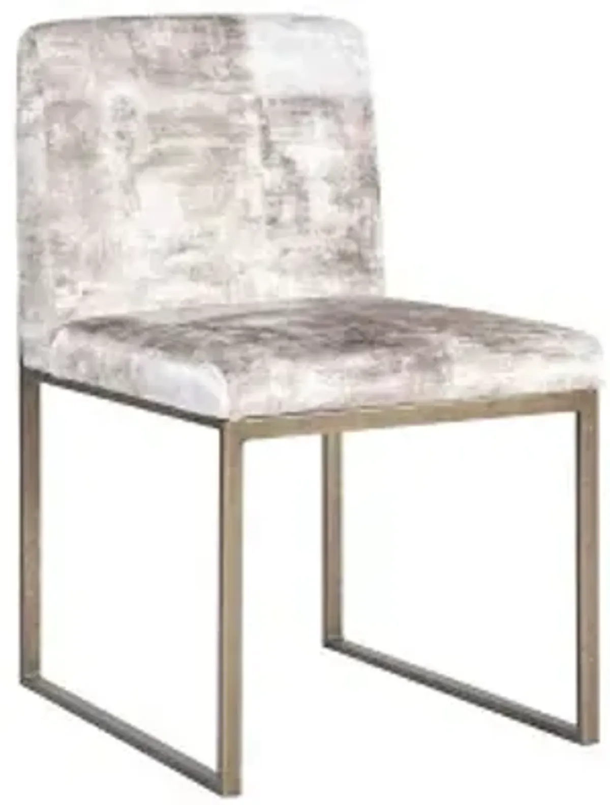 frozen dining chair, beige mist fabric, antique brass metal frame