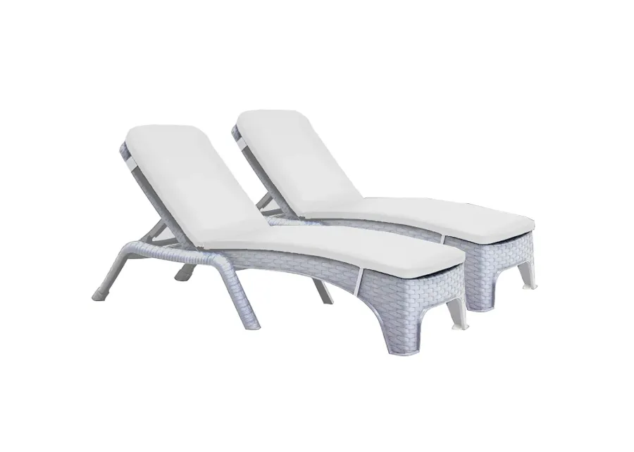 Roma Set of 2 Chaise Lounger w/cushion-White