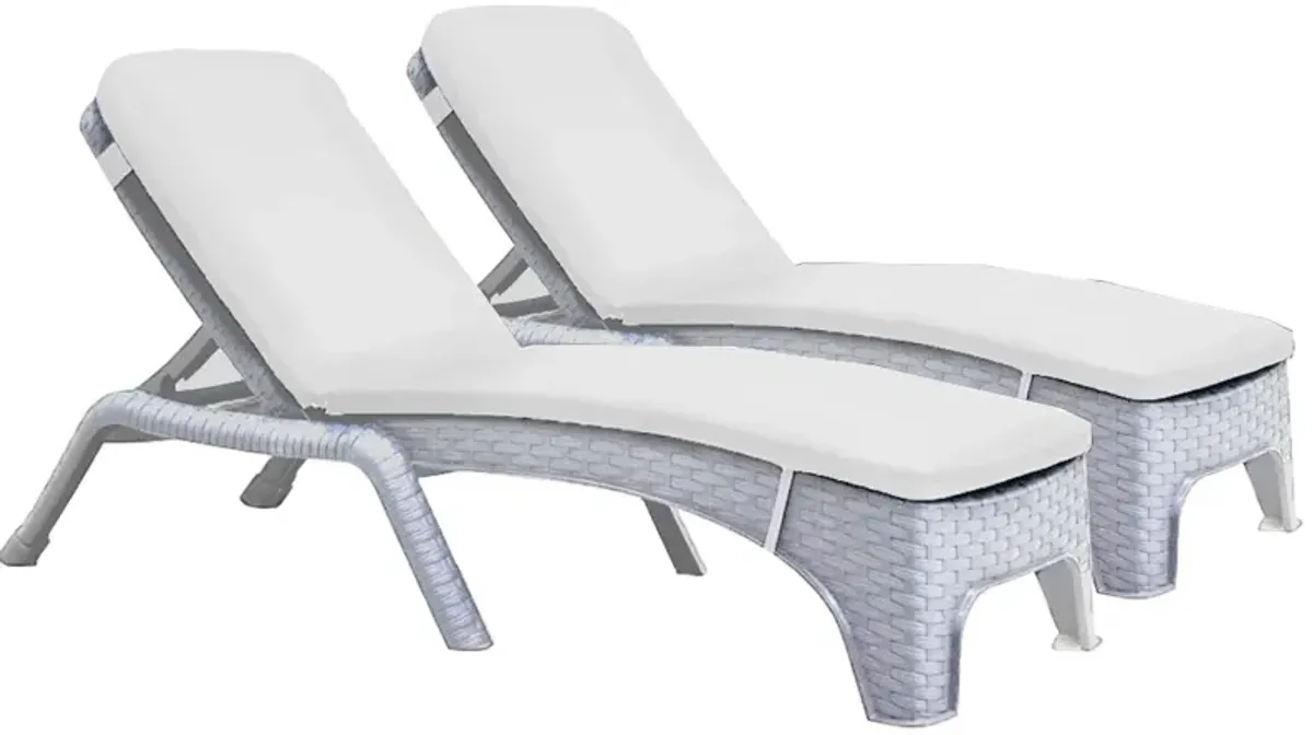 Roma Set of 2 Chaise Lounger w/cushion-White