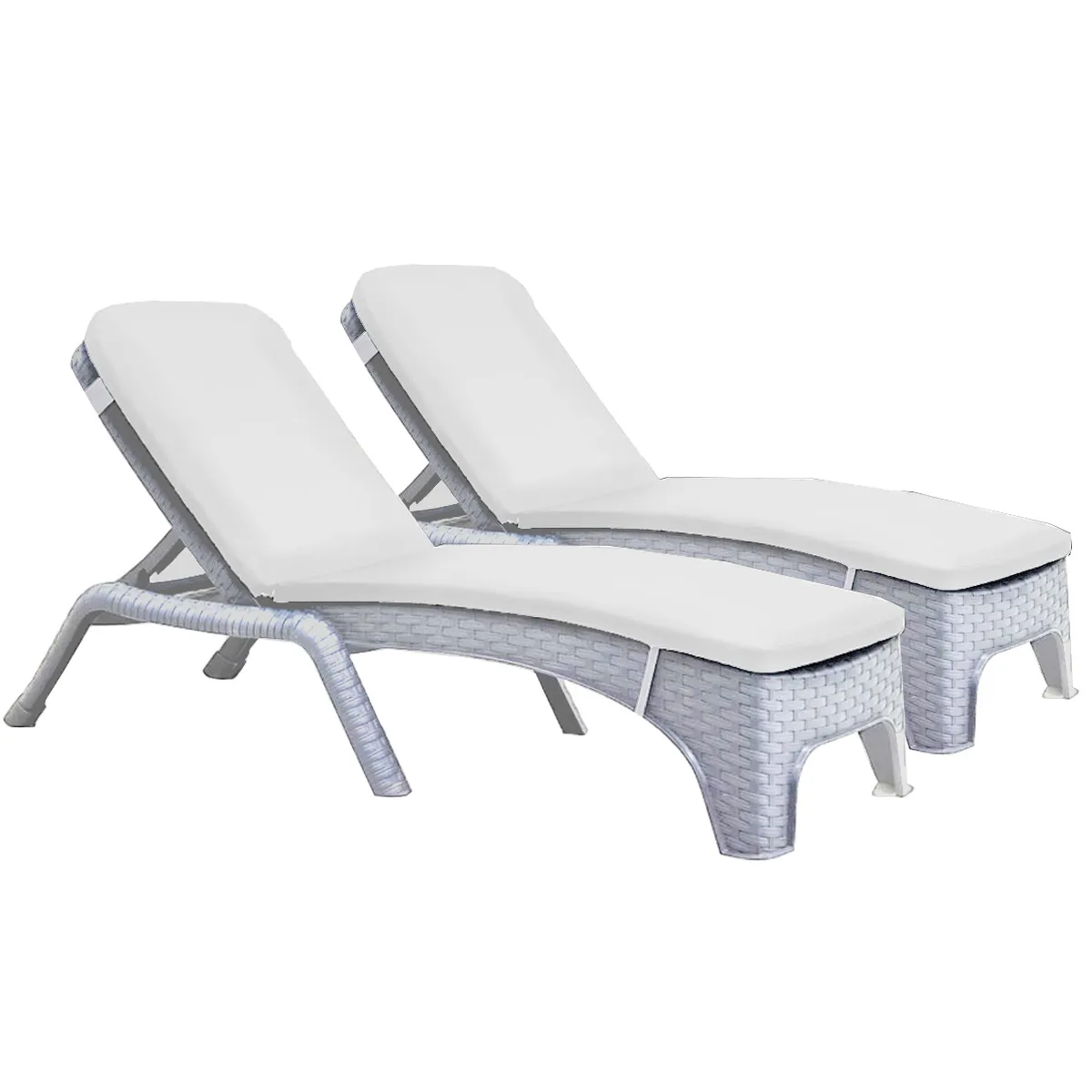 Roma Set of 2 Chaise Lounger w/cushion-White