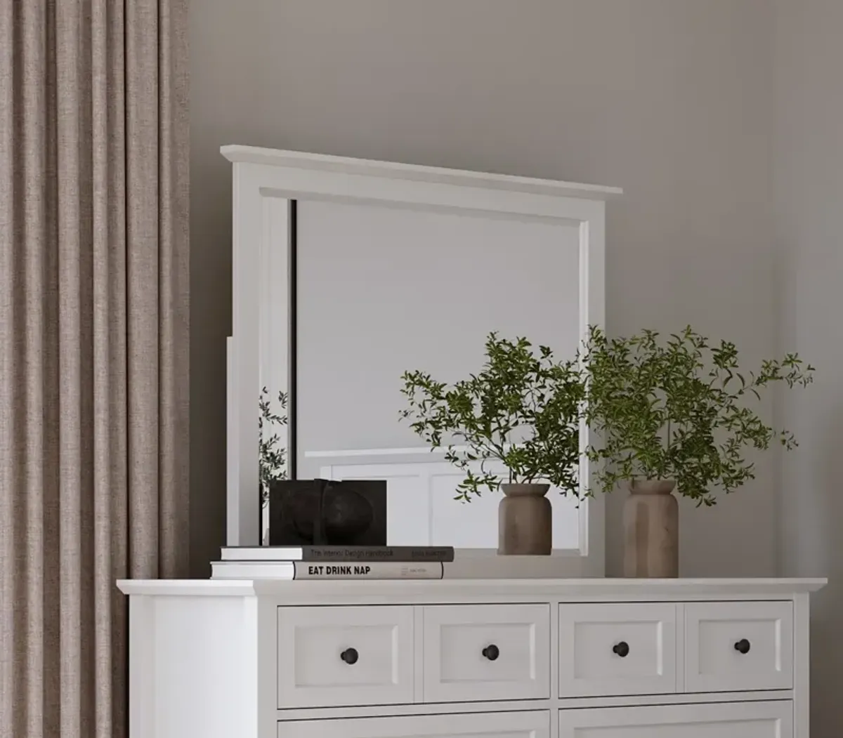 Grace Wall or Dresser Mirror in Snowfall White