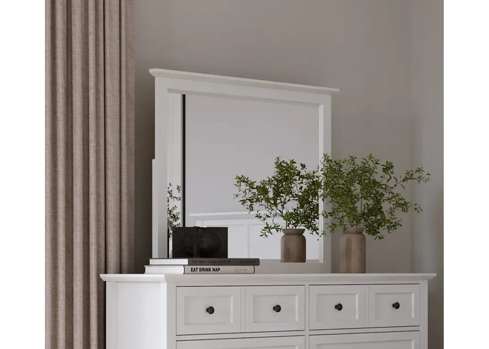 Grace Wall or Dresser Mirror in Snowfall White