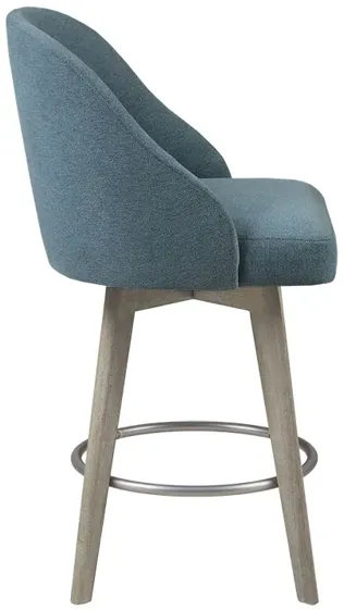 Madison Park Pearce Blue Counter Stool with Swivel Seat