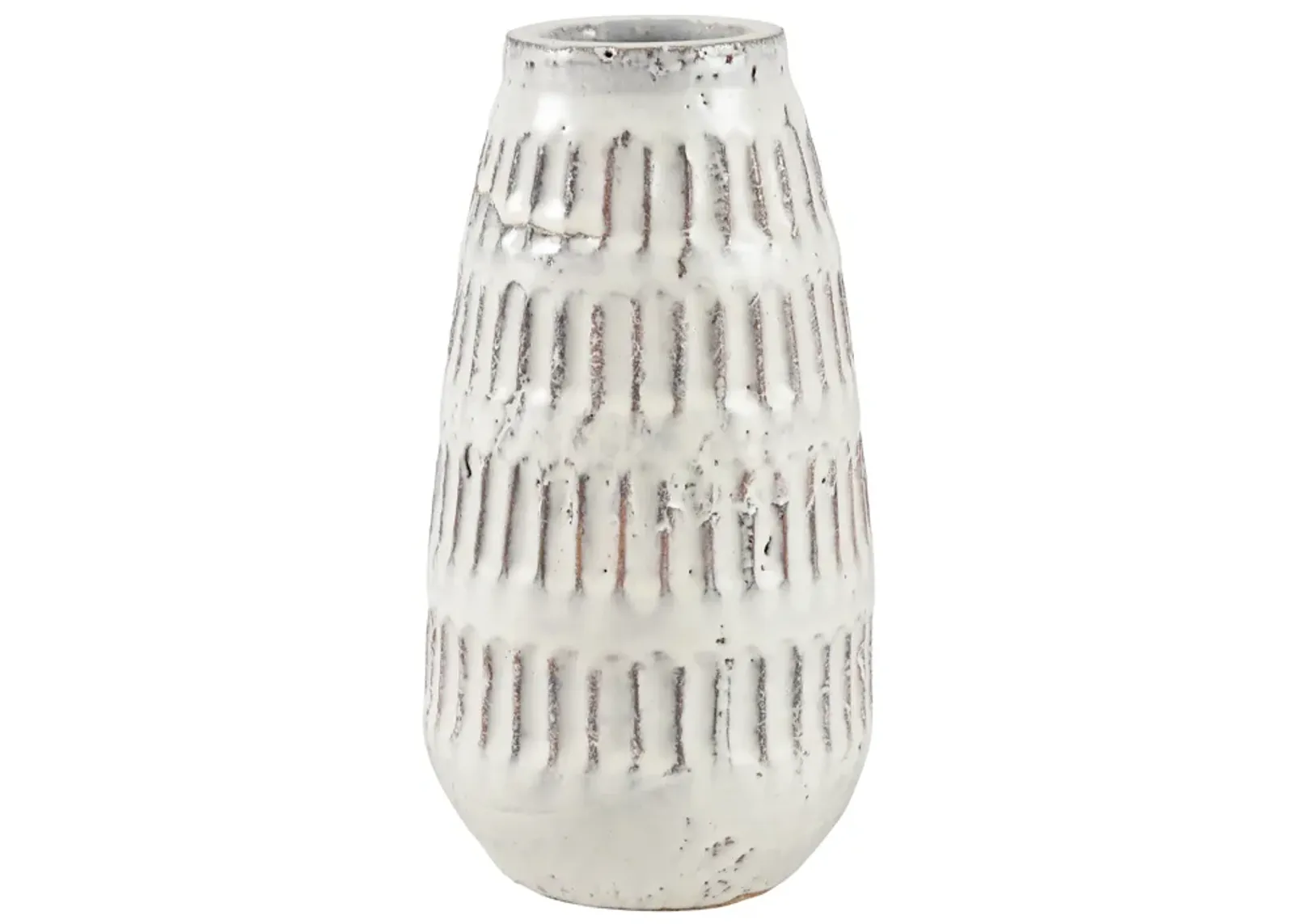 Muriel Vase  -  Large Aged White Glazed - Set of 4