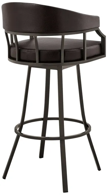 Valerie 30" Swivel Brown Faux Leather and Java Brown Metal Bar Stool