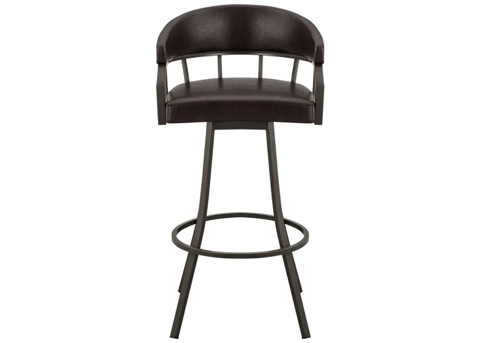 Valerie 30" Swivel Brown Faux Leather and Java Brown Metal Bar Stool