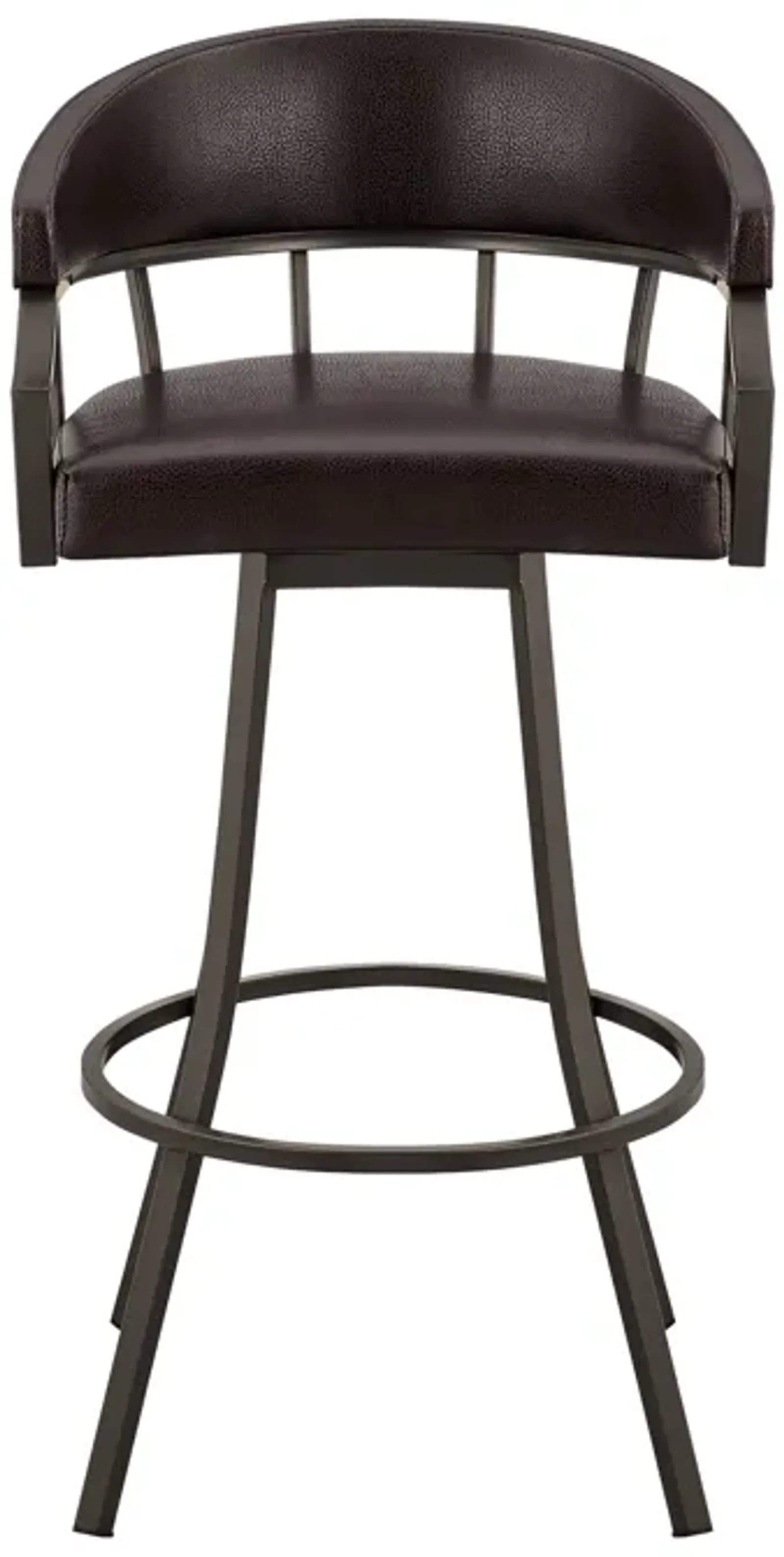 Valerie 30" Swivel Brown Faux Leather and Java Brown Metal Bar Stool