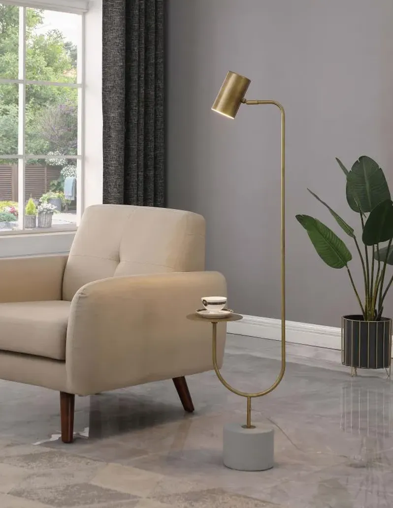 Jodie Round Base Floor Lamp Antique Brass and Grey